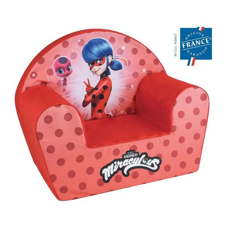 FUN HOUSE Miraculous Fauteuil club Lady Bug - l.52 x P.33 x H.42 cm - Pour enfant origine France garantie