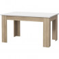 PILVI Table a manger - Blanc et chene sonoma - L 140 x I90 x H 75 cm