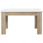 PILVI Table a manger - Blanc et chene sonoma - L 140 x I90 x H 75 cm