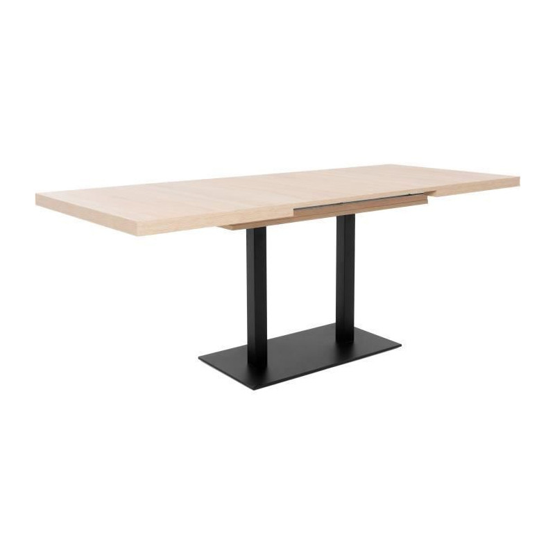 ORLANDO Table a manger a rallonge - Style industriel - Decor chene sonoma et noir - L 120-200 x P 80 x H 75 cm