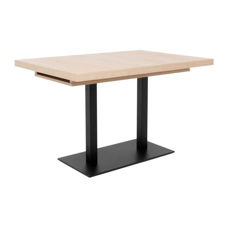 ORLANDO Table a manger a rallonge - Style industriel - Decor chene sonoma et noir - L 120-200 x P 80 x H 75 cm