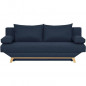 TEIJO Banquette convertible 3 places avec coffre de rangement - Tissu Bleu - L 190 x P 84 x H 92 cm