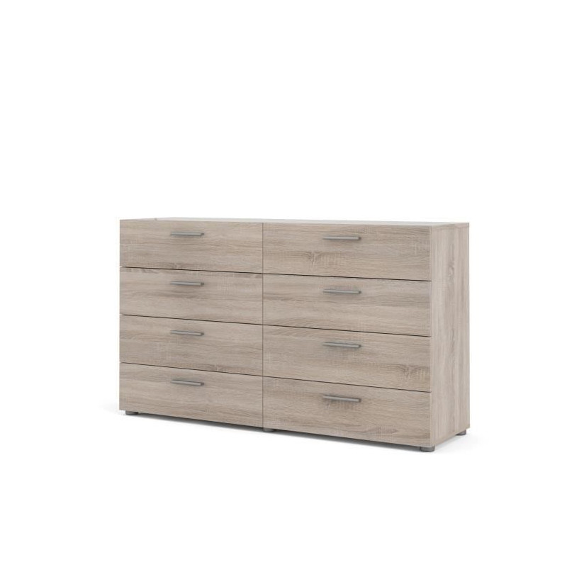 TYHJA Commode 8 tiroirs - Chene Truffe - L 140 x P 40 x H 82 cm