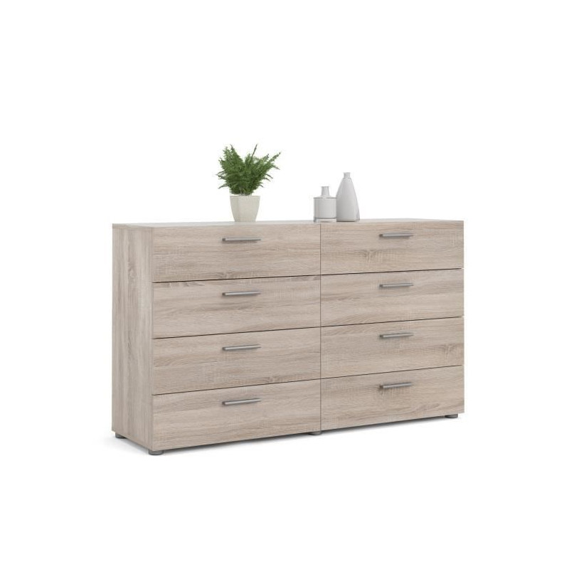 TYHJA Commode 8 tiroirs - Chene Truffe - L 140 x P 40 x H 82 cm