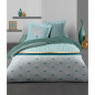 HOME LINGE PASSION Parure de couette Louxor - 1 housse de couette 240 x 260 cm + 2 taies 65 x 65 cm - Vert emeraude et blanc