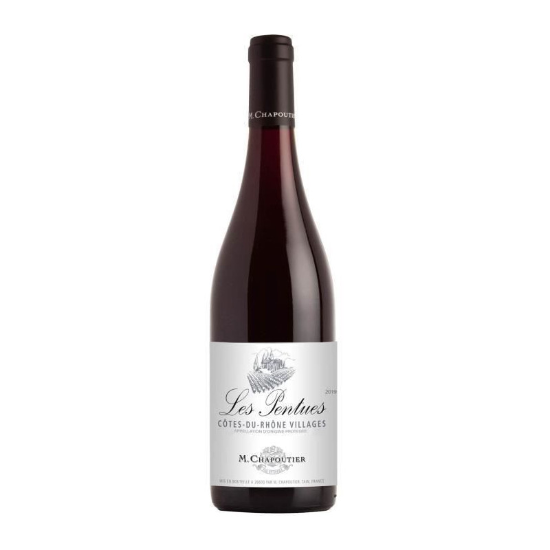 M. Chapoutier Les Pentues 2019 Cotes du Rhone Villages - Vin rouge de la Vallee du Rhone