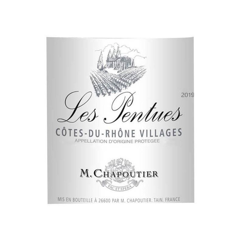 M. Chapoutier Les Pentues 2019 Cotes du Rhone Villages - Vin rouge de la Vallee du Rhone