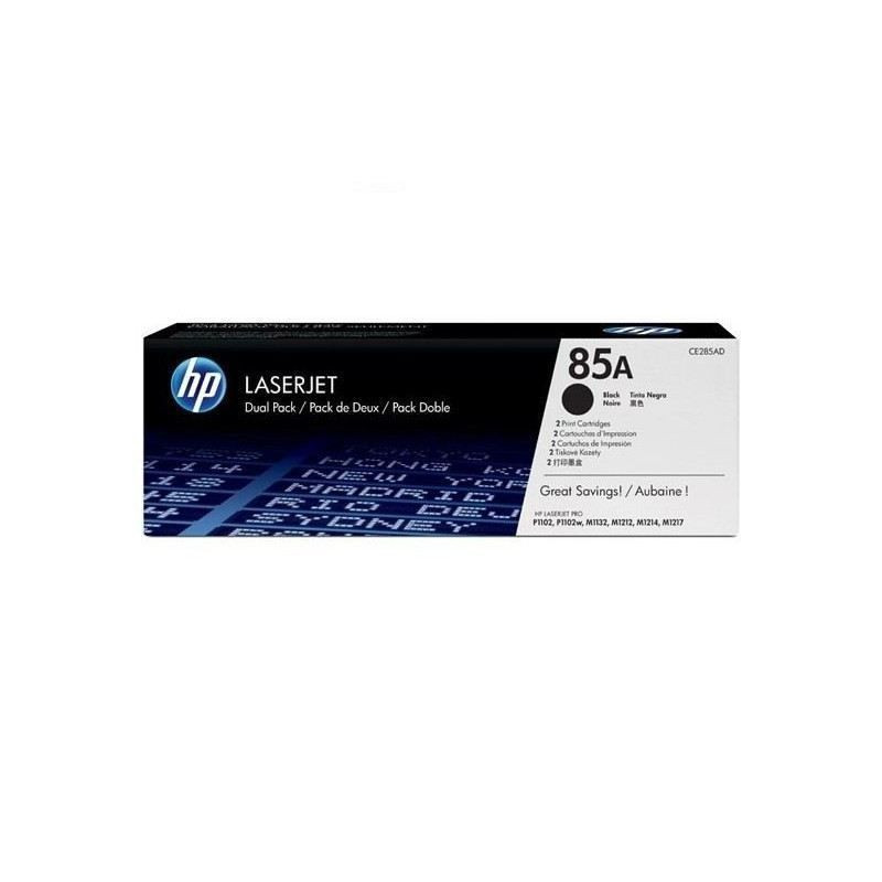 HP 85A pack de 2 toners LaserJet noirs authentiques CE285AD pour HP LaserJet Pro M1132/M1212/M1217/P1102/P1104/P1106