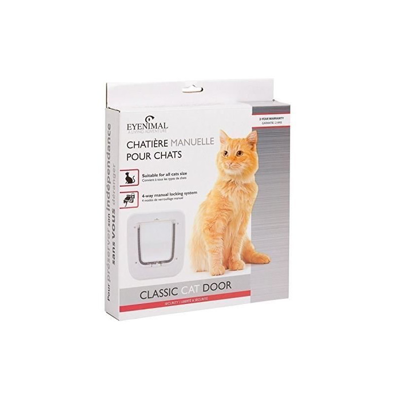 NUMAXES Chatiere manuelle classique - 4 modes de verrouillage - Pour chat