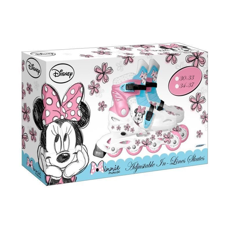 Roller enfant Disney patins à roulettes Minnie Mouse filles rose/blanc