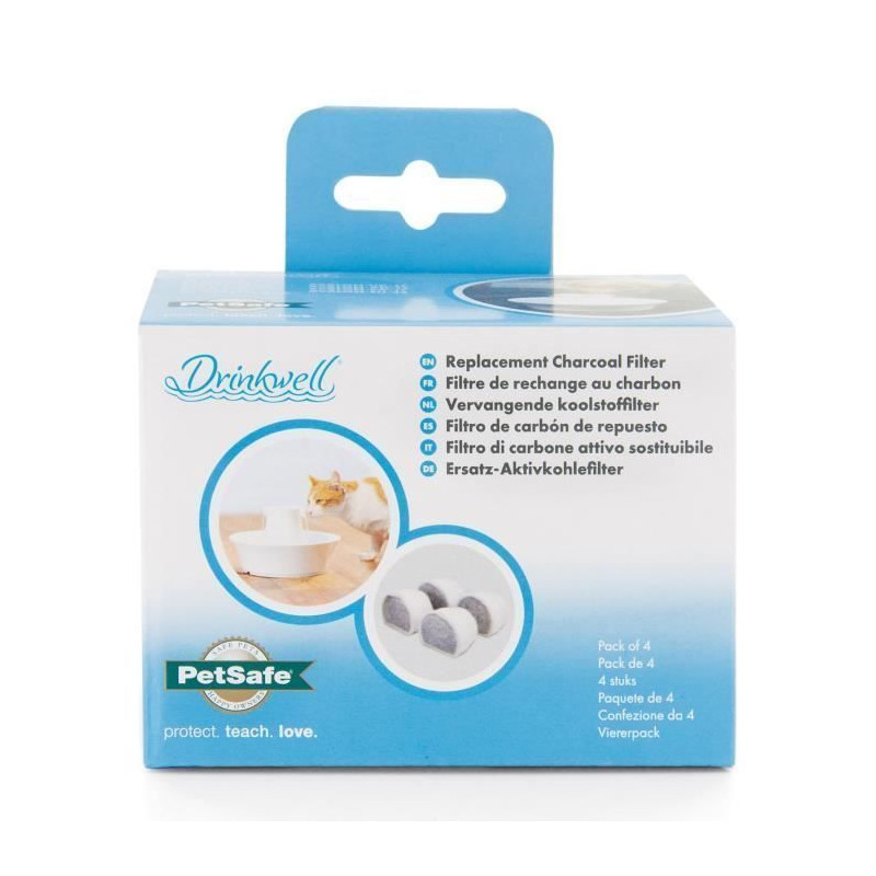 DRINKWELL 4 filtres de rechange au charbon pour fontaines Avalon et Pagoda - Pour chat et chien