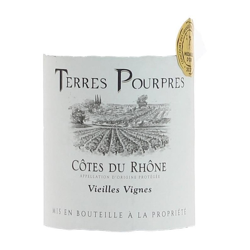 Terres Pourpres 2020 Côtes du Rhône Vieilles Vignes - Vin rouge de la Vallée du Rhône