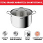 TEFAL B8646404 Marmite 26 cm inox, Tous feux dont induction, Garantie 5 ans, Poignées robustes, Couvercle verre, Intuition XL