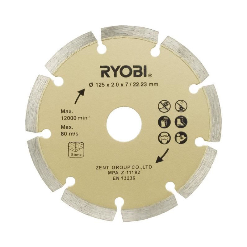 Meuleuse d'angle RYOBI 800W 125mm - 1 disque diamant RAG800-125SD1