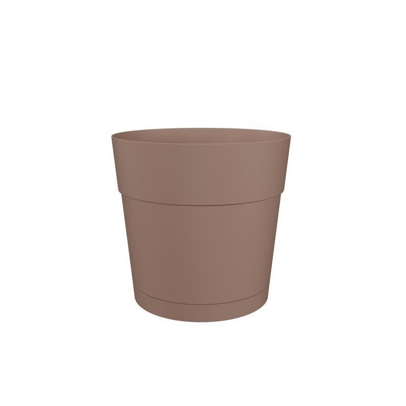 Pot a fleurs et plantes rond CAPRI LARGE - Plastique - Réservoir d'eau - diametre 35 cm - Taupe - ARTEVASI