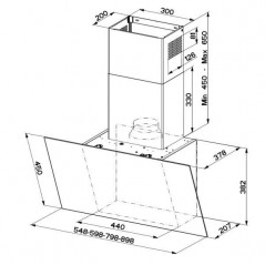 Faber Hotte verticale inclinée DAISY 800mm inox/verre noir - classe A - débit FABER - 5816724