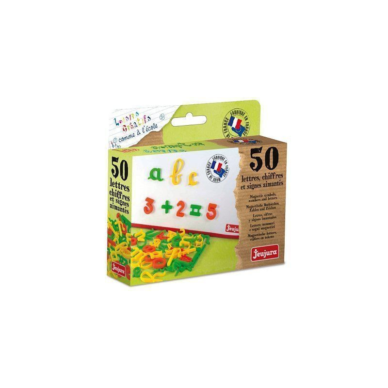 JEUJURA Coffret 50 Lettres magnetiques Cursives, Chiffres Et Signes pour tableau