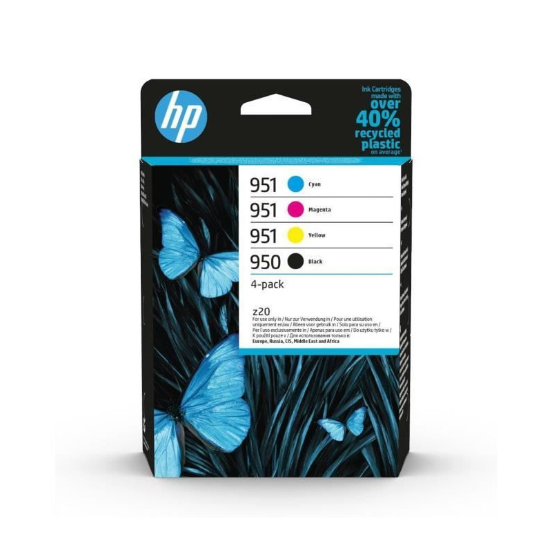 HP 950/951 pack de 4 cartouches dencre authentiques, noir/cyan/magenta/jaune C2P43AE pour imprimantes HP OfficeJet Pro 8600