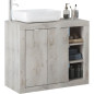 ROME Ensemble Meuble salle de bain L 92 + vasque + 2 Portes + 3 niches - Coloris chene Pin Clair