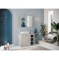 ROME Ensemble Meuble salle de bain L 92 + vasque + 2 Portes + 3 niches - Coloris chene Pin Clair