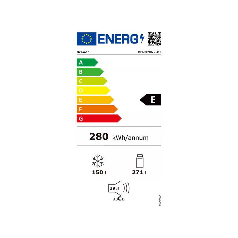 Réfrigérateur multi-portes 421L Froid Ventilé BRANDT 79.5cm E, BFM870NX