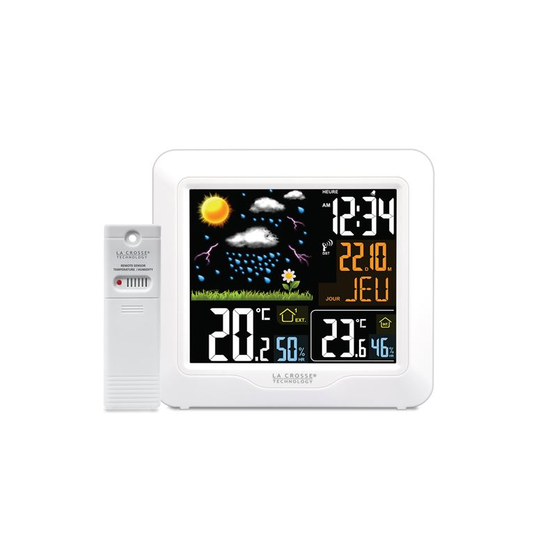 Station météo blanc/gris - WS6818WHI-BLA - la crosse technology au meilleur  prix