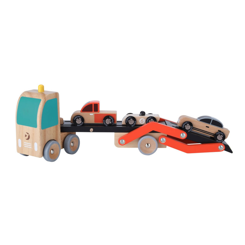 Classic World Car Transporter with Cars, 4 pcs.