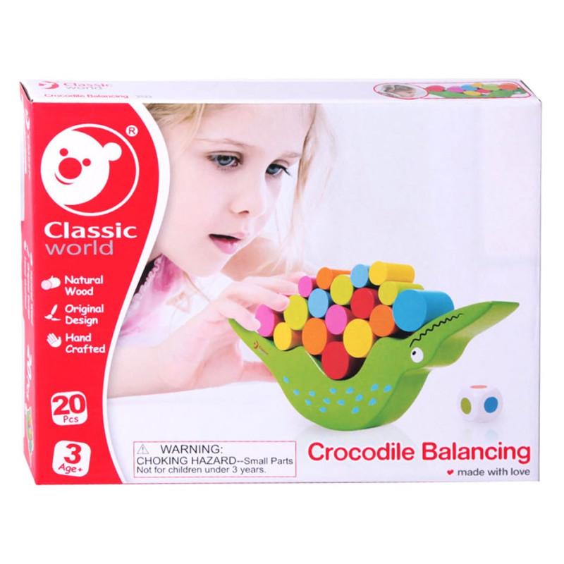 Classic World Wooden Balance Game Crocodile, 20 pcs.