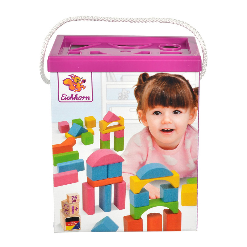 Eichhorn Wooden Blocks Colored, 75 pcs.