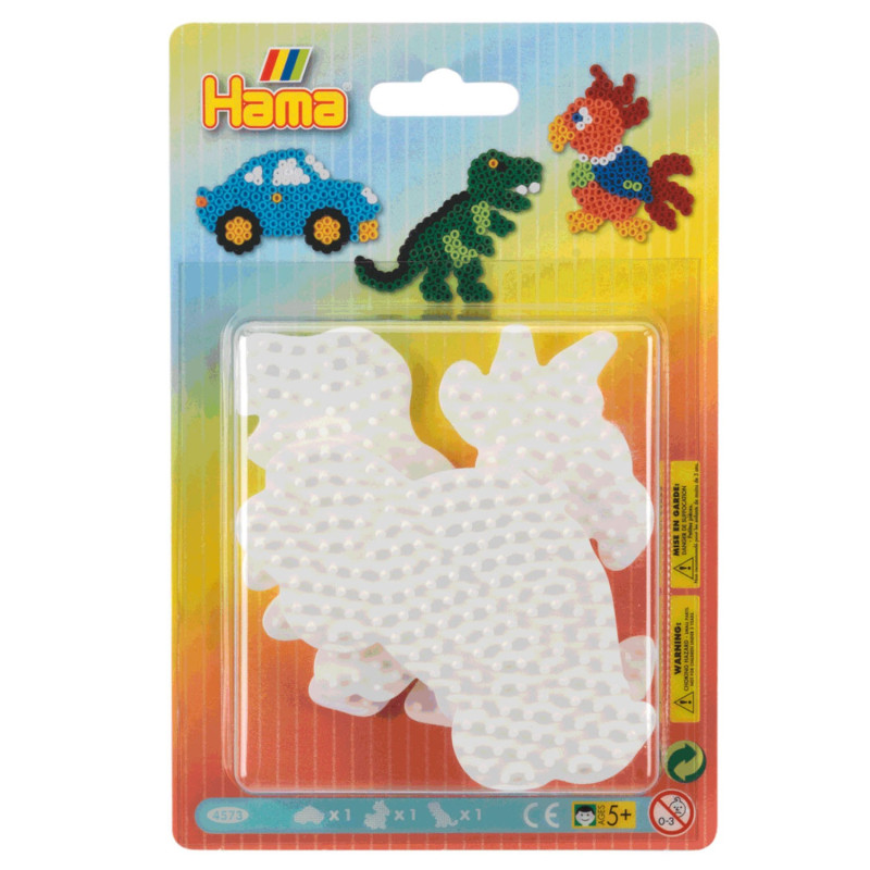 Hama Iron-on Plates - Car, Parrot, Dino