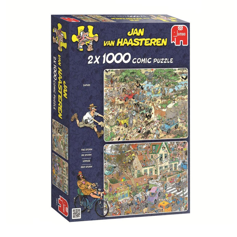 JUMBO Jan van Haasteren-2 in 1 Safari & Storm, 1000pcs.