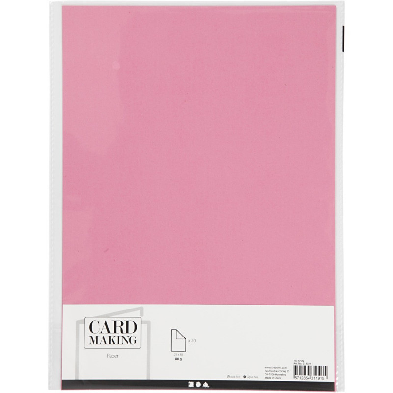 Creativ Company - Paper Pink A4 80gr, 20pcs. 218029