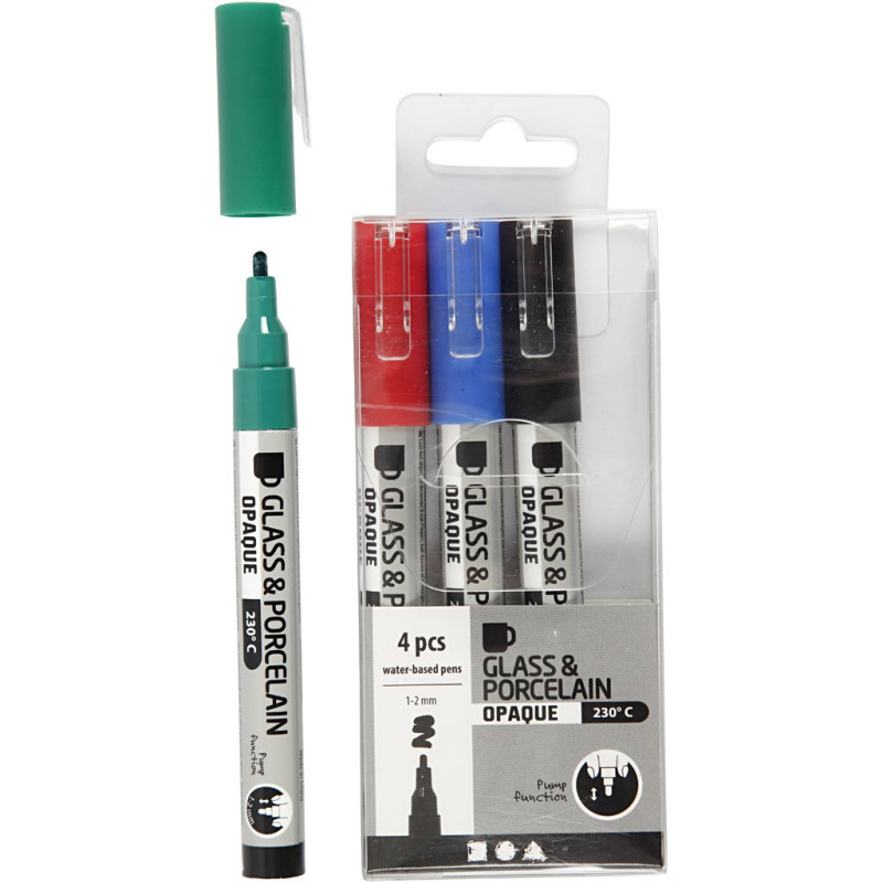 Creativ Company - Glass and Porcelain Markers Colour, 4pcs. 31336