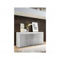 Buffet 4 Portes - Blanc Laque brillant + facade Beton - L 180 x P 41 x H 83 cm - GENOVA