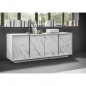 Buffet 4 Portes - Marbre blanc - L 180 x P 43 x H 70 Cm - MARMO