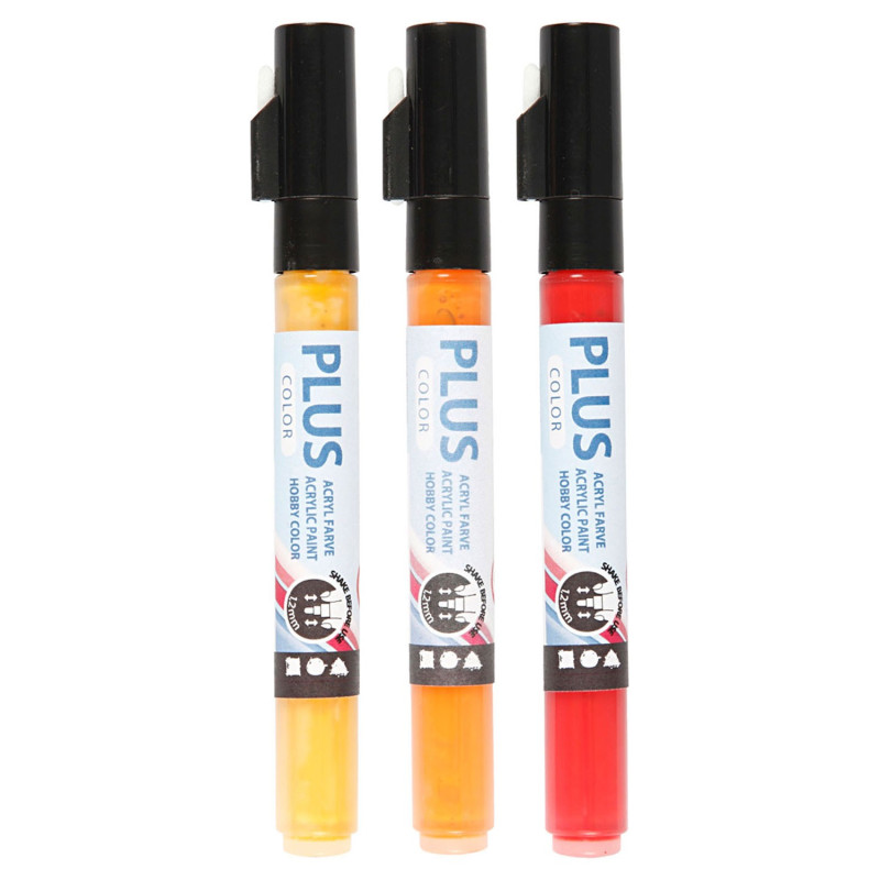 Creativ Company - Plus Color Paint Pens - Ocher Yellow, Orange, Dark Red 39894