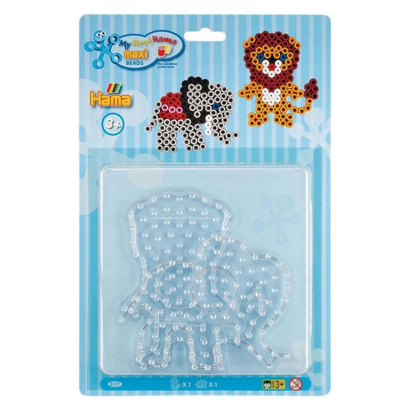 Hama Iron on Bead Plates Maxi - Lion and Elephant 8107