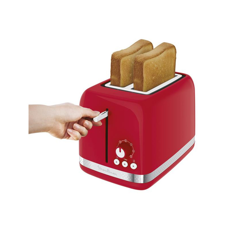 TOASTER  SOLEIL 850W 2 TRANCHES RETRO ROUGE MOULINEX - LT300510
