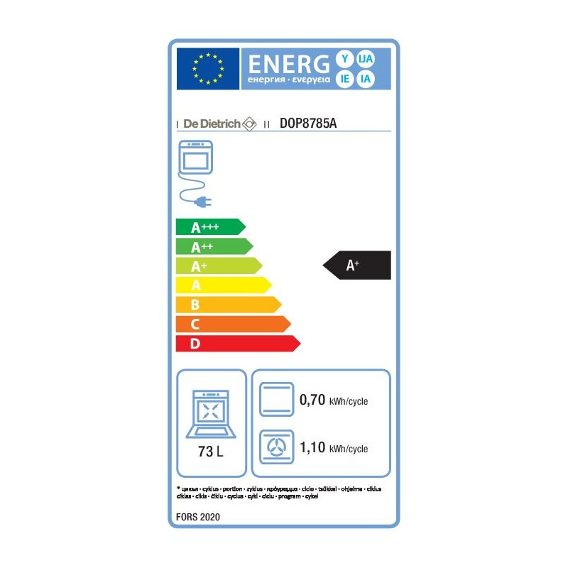 Fours encastrables Multifonction 73L DE DIETRICH 59,2cm, DOP8785A