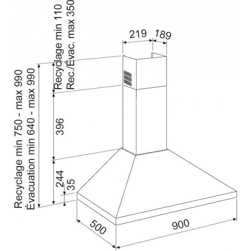  500m³/h GLEM 90cm, GHP945WH