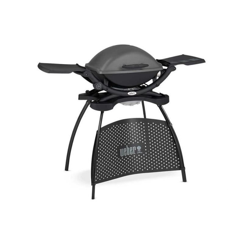 Barbecue électrique WEBER Q2400 avec stand - Grille acier 55x39 cm - Couvercle avec réflecteur de chaleur - Gris