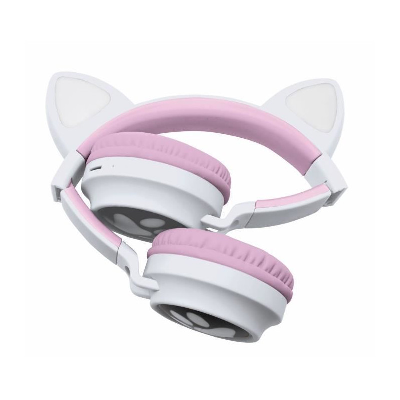 Casque audio 2-en-1 avec oreilles de chat pour écouter votre musique sans fil en Bluetooth 5.0