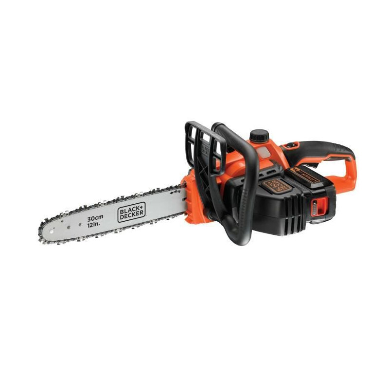 BLACK+DECKER Tronçonneuse 30 cm 36V 2 Ah GKC3630L20-QW - Tendeur De Chaîne Sans Outil