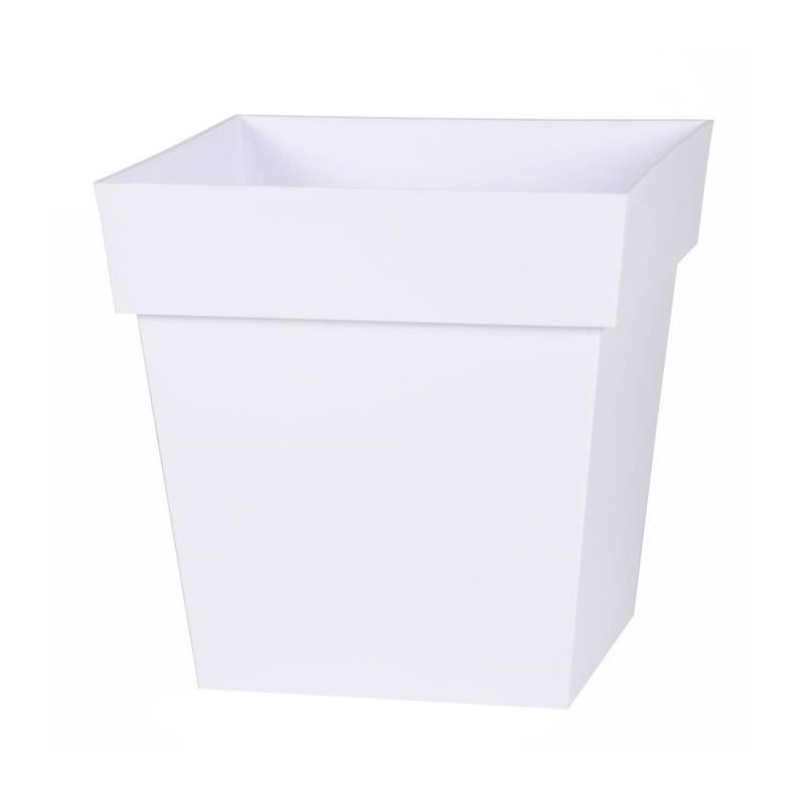 EDA Pot de fleur carré Toscane - 32 x 32 x H 32 cm - 22 L - Blanc