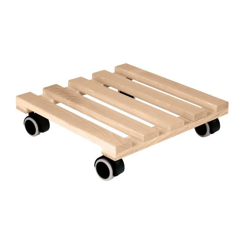 EDA Support a roulettes carré 29 x 29 cm en Bois - 4 roulettes - 29 x 29 x H.8 cm