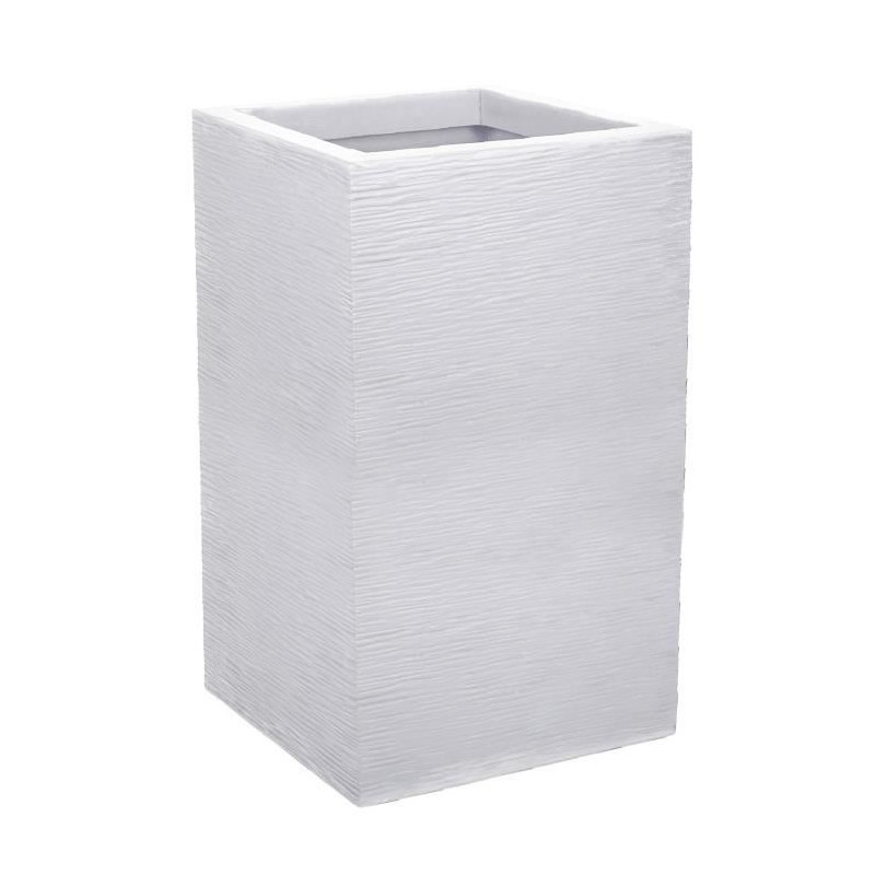 EDA Bac a Fleurs Carré Haut Graphit Up - 36 L - 29,5 x 29,5 cm x 49,5 cm - Blanc cérusé