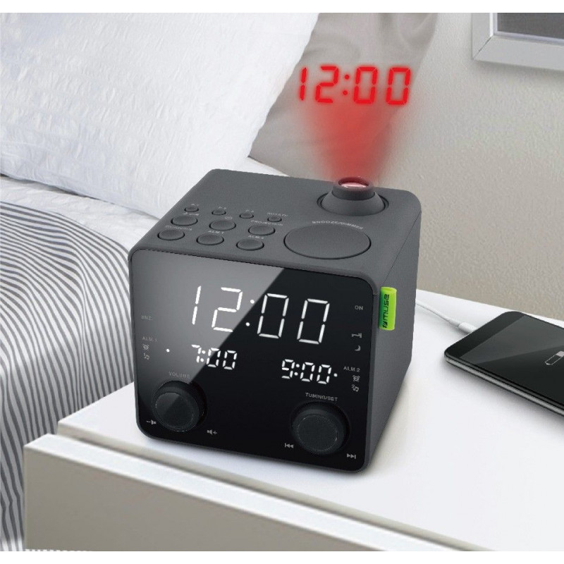 MUSE Radio-réveil avec port USB de chargement - Noir - M-16 CR pas cher 