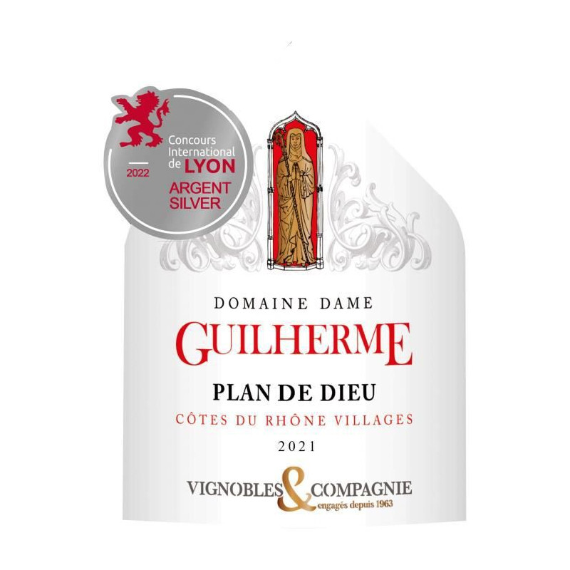 Domaine Dame Guilherme Plan de Dieu 2021 Côtes du Rhône Villages - Vin rouge de la Vallée du Rhône