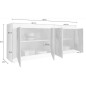 Buffet BASICO - Décor Noir mat et Chene Pero - 4 Portes - L 207 x P 43 x H 86 cm