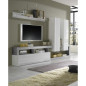 Ensemble TV mural Style Contemporain Maestro - Décor Blanc Laqué et Béton - L277 x H173 x P75 cm